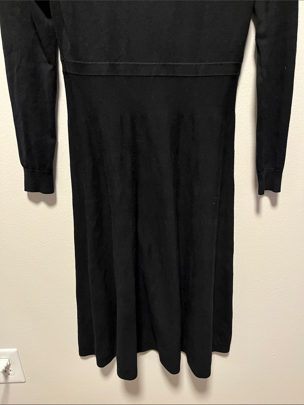 BODEN Knitted Fit and Flare Midi Dress, Long Sleeves, Black, Size - Picture 3 of 9